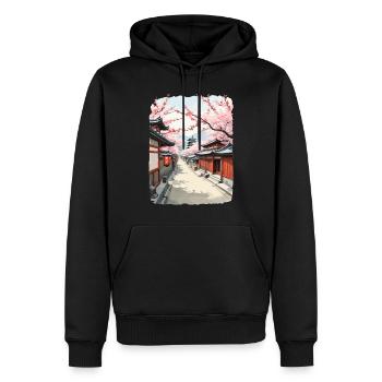 Cherry Blossoms Japan Streetwear Street Art Design - Men’s Premium Organic Hoodie - black - Front - Nico (187cm)