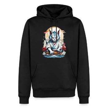 Asiatische Monster Katze Japan Yokai Ukiyo-E Style - Männer Premium Bio Hoodie - Schwarz - Vorne - Nico (187cm)