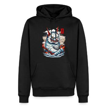Japon Esthétique Chats Yokai Ukiyo-E Streetwear - Sweat à capuche Premium bio Homme - noir - Devant - Nico (187cm)