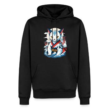 Esthétique Chat Amour Streetwear Japon Chats - Sweat à capuche Premium bio Homme - noir - Devant - Nico (187cm)