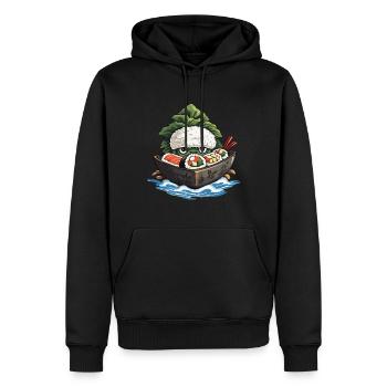 Sushi Yokai Japon Anime Streetwear Food Design - Sweat à capuche Premium bio Homme - noir - Devant - Nico (187cm)