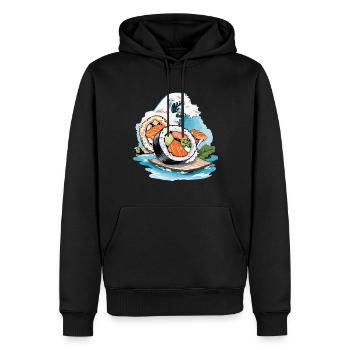 Sushi Rétro Japon Ukiyo-E Wave Streetwear Style - Sweat à capuche Premium bio Homme - noir - Devant - Nico (187cm)