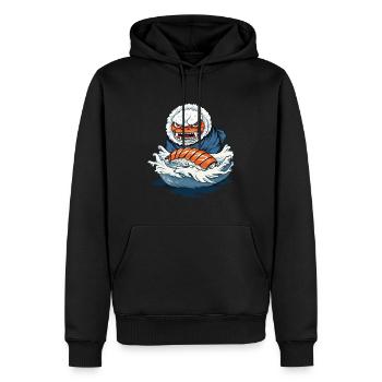 Drôle Sushi Yokai Rice Monster Streetwear - Sweat à capuche Premium bio Homme - noir - Devant - Nico (187cm)