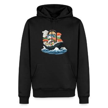 Esthétique du festin de sushis avec des Yokai japonais - Sweat à capuche Premium bio Homme - noir - Devant - Nico (187cm)