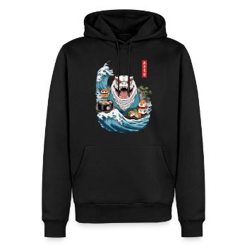 Japon Sushi Ukiyo-E Yokai Monster Streetwear Art - Sweat à capuche Premium bio Homme - noir - Devant - Nico (187cm)