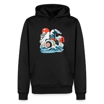 Japanische Sushi Rolle Vintage Ukiyo-E Design - Männer Premium Bio Hoodie - Schwarz - Vorne - Nico (187cm)