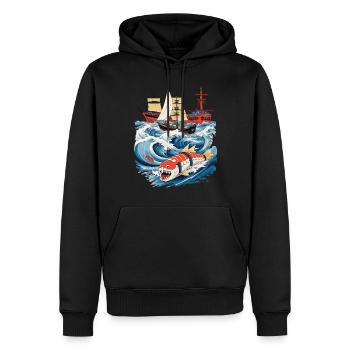 Lustige Sushi Fantasy Vintage Japan Aesthetic - Männer Premium Bio Hoodie - Schwarz - Vorne - Nico (187cm)