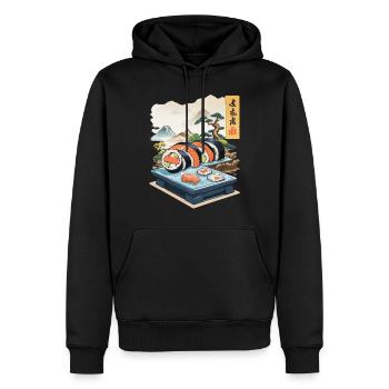 Japon Sushi Nourriture Streetwear Design Esthétique - Sweat à capuche Premium bio Homme - noir - Devant - Nico (187cm)