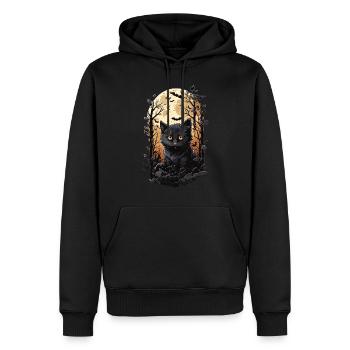 Katze Vollmond Halloween Zauber magische Katzen - Männer Premium Bio Hoodie - Schwarz - Vorne - Nico (187cm)