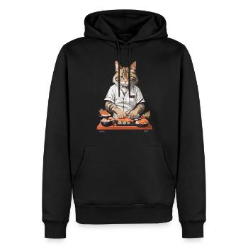 Katzen Sushi Meister Lustiges Japan Food Design - Männer Premium Bio Hoodie - Schwarz - Vorne - Nico (187cm)