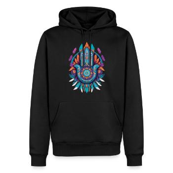 Hamsa Hand Mandala Bohemian Chic - Männer Premium Bio Hoodie - Schwarz - Vorne - Nico (187cm)