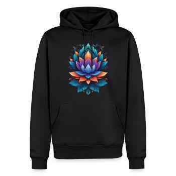 Spirituelle Lotus-Mandala Zen Aesthetic Style - Männer Premium Bio Hoodie - Schwarz - Vorne - Nico (187cm)