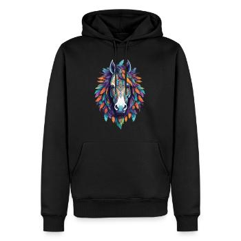 Spirituelles Pferd Mandala Kunstwerk - Männer Premium Bio Hoodie - Schwarz - Vorne - Nico (187cm)