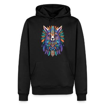 Spirituelles Alpaka Mandala Krafttier Design - Männer Premium Bio Hoodie - Schwarz - Vorne - Nico (187cm)