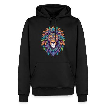 Lion spirituel Mandala puissance Animal Design - Sweat à capuche Premium bio Homme - noir - Devant - Nico (187cm)