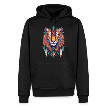 Tiger Mandala Spirituelle Kraft Ästhetik - Männer Premium Bio Hoodie - Schwarz - Vorne - Nico (187cm)
