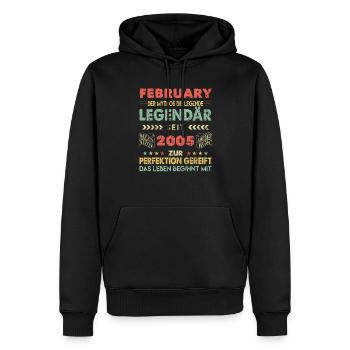 19. Geburtstag FEBRUAR Jahrgang 2005 Geschenkidee - Männer Premium Bio Hoodie - Schwarz - Vorne - Nico (187cm)