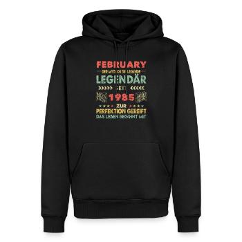 39. Geburtstag FEBRUAR Jahrgang 1985 Geschenkidee - Männer Premium Bio Hoodie - Schwarz - Vorne - Nico (187cm)