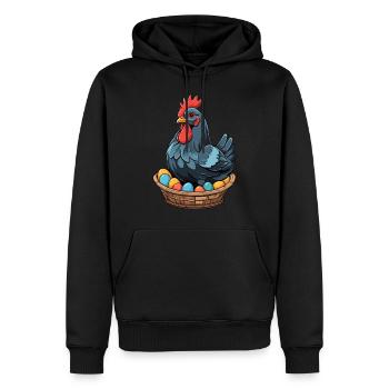 Poulet de Pâques Coloré Mignon Drôle D’oeufs De Pâques Nid - Sweat à capuche Premium bio Homme - noir - Devant - Nico (187cm)
