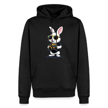 Lapin de Pâques Gamer & Gaming Streetwear Iconique - Sweat à capuche Premium bio Homme - noir - Devant - Nico (187cm)