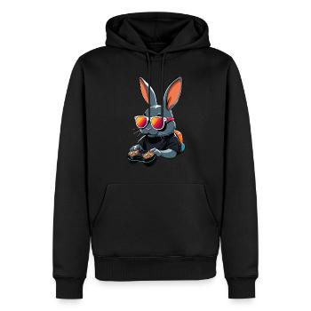 Lapin de Pâques Gamer & Gaming Streetwear Iconique - Sweat à capuche Premium bio Homme - noir - Devant - Nico (187cm)