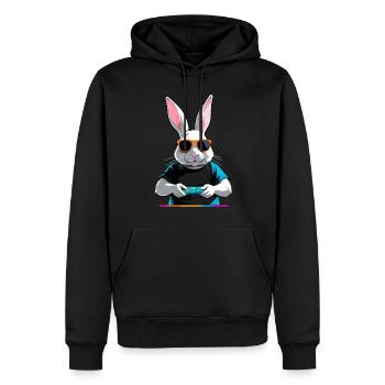 Lapin de Pâques Gamer et streetwear iconique de Pâques - Sweat à capuche Premium bio Homme - noir - Devant - Nico (187cm)