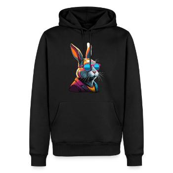 Emblématique Papa Lapin Lapin de Pâques Streetwear Papa - Sweat à capuche Premium bio Homme - noir - Devant - Nico (187cm)