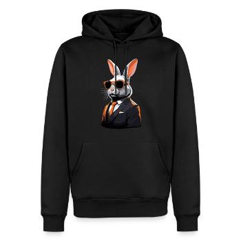 Iconique Papa Lapin Lapin de Pâques Streetwear - Sweat à capuche Premium bio Homme - noir - Devant - Nico (187cm)