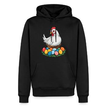 Poulet de Pâques Mignon Drôle Coloré Oeufs De Pâques Nid - Sweat à capuche Premium bio Homme - noir - Devant - Nico (187cm)