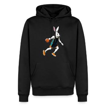 Basketballspieler Osterhase Lustig Streetwear - Männer Premium Bio Hoodie - Schwarz - Vorne - Nico (187cm)