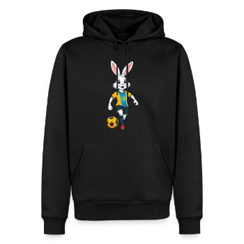 Osterhase Fußballspieler Ostern Fußball Design - Männer Premium Bio Hoodie - Schwarz - Vorne - Nico (187cm)
