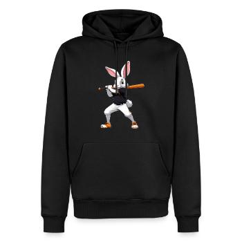 Baseballspieler Osterhase Ostern Baseball - Männer Premium Bio Hoodie - Schwarz - Vorne - Nico (187cm)