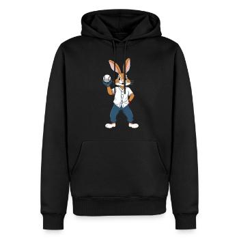 Baseballspieler Osterhase Ostern Baseball - Männer Premium Bio Hoodie - Schwarz - Vorne - Nico (187cm)