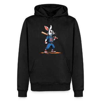 Baseballspieler Osterhase Ostern Baseball - Männer Premium Bio Hoodie - Schwarz - Vorne - Nico (187cm)