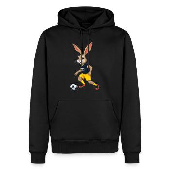 Joueur de football lapin de Pâques et conception de football de Pâques - Sweat à capuche Premium bio Homme - noir - Devant - Nico (187cm)