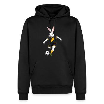 Lapin de Pâques Joueur de Football Design de Football de Pâques - Sweat à capuche Premium bio Homme - noir - Devant - Nico (187cm)