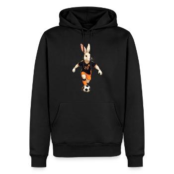 Joueur de football lapin de Pâques et conception de football de Pâques - Sweat à capuche Premium bio Homme - noir - Devant - Nico (187cm)