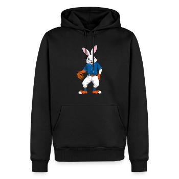 Baseballspieler Osterhase Lustiges Design - Männer Premium Bio Hoodie - Schwarz - Vorne - Nico (187cm)