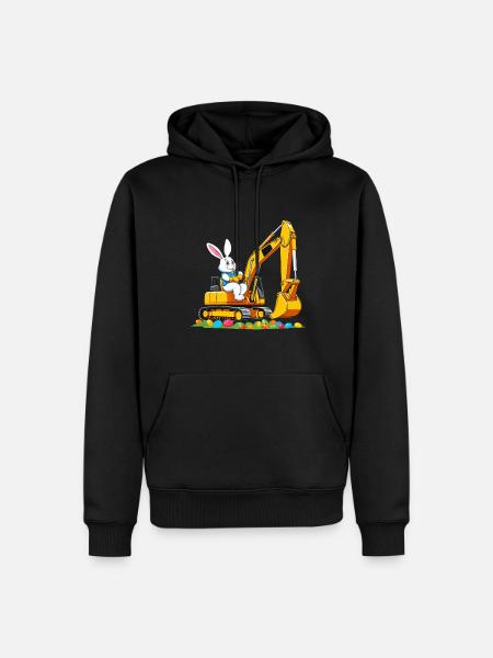 Osterhase Baggerfahrer Ostereier Lustiges - Männer Premium Bio Hoodie - Schwarz
