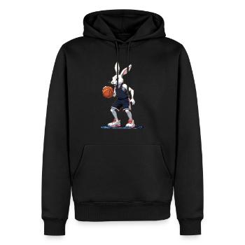 Basketballspieler Osterhase Lustig Streetwear - Männer Premium Bio Hoodie - Schwarz - Vorne - Nico (187cm)