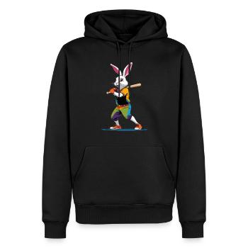 Baseballspieler Osterhase Streetwear Lustiges - Männer Premium Bio Hoodie - Schwarz - Vorne - Nico (187cm)