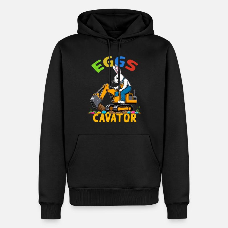 Lustiger Ostern Spruch Osterhase Baggerfahrer - Männer Premium Bio Hoodie - Schwarz