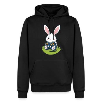 Lapin de Pâques Gamer et Design de streetwear de jeu - Sweat à capuche Premium bio Homme - noir - Devant - Nico (187cm)