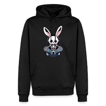 Lapin de Pâques Gamer Gaming Streetwear Iconique - Sweat à capuche Premium bio Homme - noir - Devant - Nico (187cm)