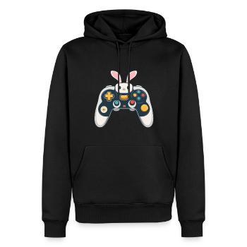 Lapin de Pâques Gamer Iconic Gaming Streetwear - Sweat à capuche Premium bio Homme - noir - Devant - Nico (187cm)