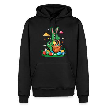 Iconic Easter Dinosaur T-Rex Bunny Funny Easter - Men’s Premium Organic Hoodie - black - Front - Nico (187cm)