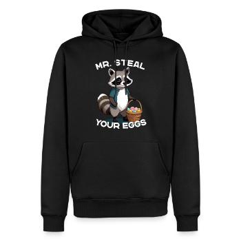 Lustiger Eier Dieb Waschbär Osterhasen Design - Männer Premium Bio Hoodie - Schwarz - Vorne - Nico (187cm)