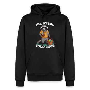 Drôle de raton laveur oeufs voleur mignon design - Sweat à capuche Premium bio Homme - noir - Devant - Nico (187cm)