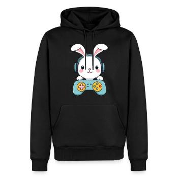 Osterhase Gamer Ikonisches Ostern Gaming - Männer Premium Bio Hoodie - Schwarz - Vorne - Nico (187cm)