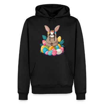 Lustiges Faultier Osterhase Ikonisches Ostern - Männer Premium Bio Hoodie - Schwarz - Vorne - Nico (187cm)